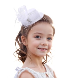 Zinniday Mini Tea Party Hats - Girls Hats for Tea Party Favors, Mini Hat Hair Clip with Veil Vintage Mesh Feather for Girls and Women Tea Party or Birthday Party White