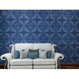 Art3d Navy Blue 3D Wall Panel PVC Flower Design Cover 3 Sq Meter, for Interior Wall Decor in Living Room, Bedroom, Lobby, Office, Shopping Mall