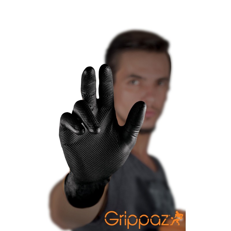 Grippaz Protective Gloves Nitrile Extra Large Black – Pack of