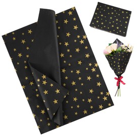 Star Tissue Paper, 70 Sheets 50X35cm Gift Wrapping Paper, Christmas Tissue Paper for Wrapping Gifts, Black Gold Star Gift Paper for Christmas Birthday Party, Wedding Decorations