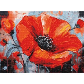 Luca-S Cross Stitch Kit The Passion of Poppies, B7045, Counted Cross Stitch Kit for Adults, Needlecraft and Embroidery Kit