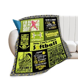 Softball Gifts for Girls Women - Soft Flannel Blanket for Lovers and Teams - Throw for Kids Teens Adults Sofa Bed 40"X50"
