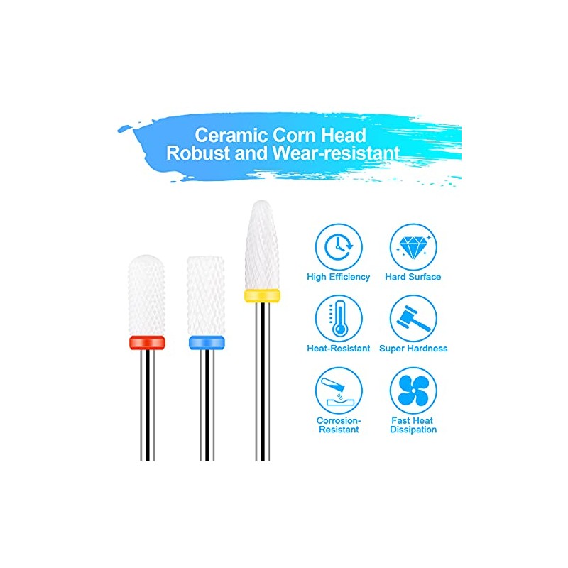 URAQT Ceramic Nail Drill Bits Sets, 10 pcs Electric Nail