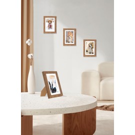 Picture Frame 13 x 18 cm, Wood Colour, Real Wood, Plexiglass, Poster Frame, Photo Frame, Set of 3