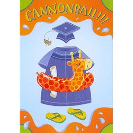 Designer Greetings Cannonball : Grad Gown : Giraffe Swim Ring Kindergarten Graduation Congratulations Card