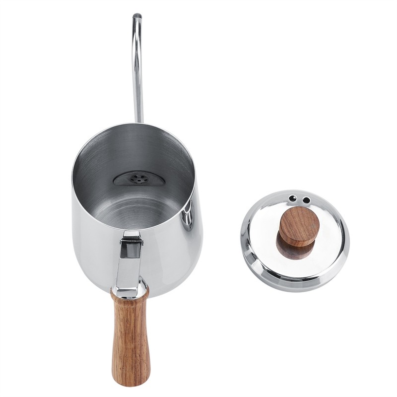 304 Stainless Steel Wooden Handle Drip Coffee Pot Long Gooseneck