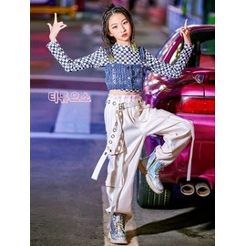 Summer Kids' Hip Hop Dance Outfit for Stage Performance Tylyuseu 4-Piece Set + 130cm
