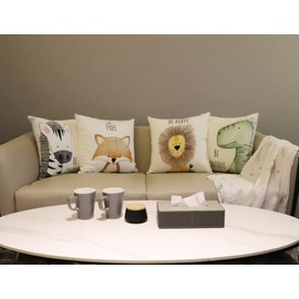 FenFang Soft Flannel Cushion Covers 45 x 45 cm, Sofa Pillow Covers 18x18 Set of 4, Decorative Throw Pillow Cases, Square Pillowcase for Home Decor Couch Living Room Bed Car Kid Beige Animal