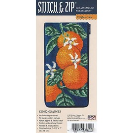 Alice Peterson Stitch & Zip Eyeglass Case Needlepoint Kit - Oranges