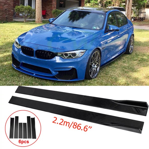 JMTBNO 86.6'' Glossy Black Side Skirts Rocker Panel Splitters For