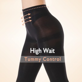 ZIHUA 3 Pairs Opaque 40 Denier Black Tights for Women, Control Shaping Ladies Tights(Black, L)