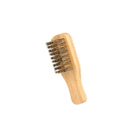 Mikinona Beard Styling Maker Men's Boar Bristle Brush Double-sided Small Comfortable to Hold Wooden Handle Skin-friendly