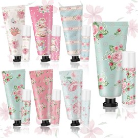 6 juegos de regalos de fiesta de té, mini crema de manos, bálsamo labial a granel para mujeres, regalos de fiesta de boda para invitados, tamaño de viaje, loción de manos vintage floral