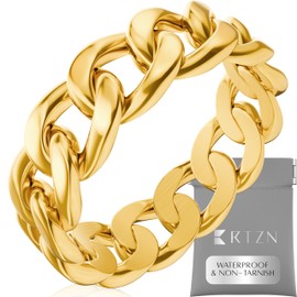 RTZN® Cuban Link Ring for Men — 6MM Premium Stainless Steel Gold/Silver Chain Ring for Men and Women — 100% Waterproof & Non-Tarnish Mens Chain Link Rings (Size: 6-12), Stainless Steel, No Gemstone