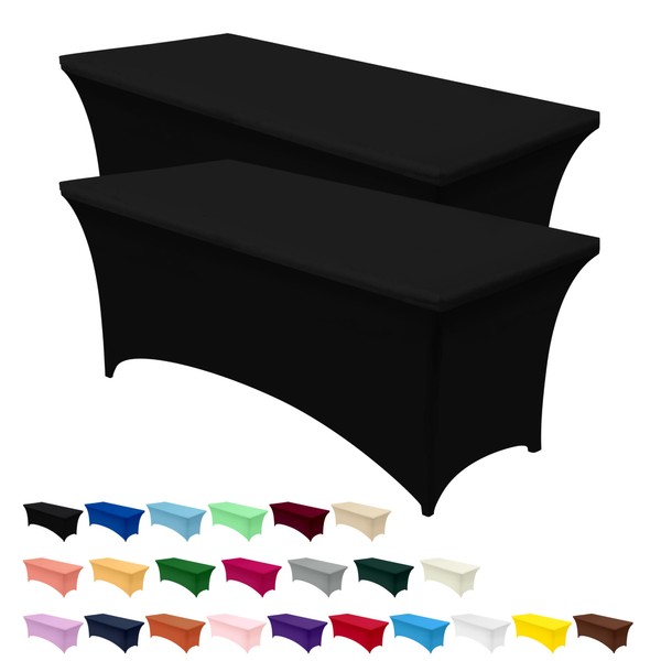 Utopia Kitchen Utopia Kitchen Spandex Tablecloth 2 Pack [6FT, Black]