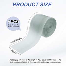 MECCANIXITY Carpet Cord Cover, 20ft Floor Cover Cord Strip Wire Protector Cable Management for Office Home, Grey