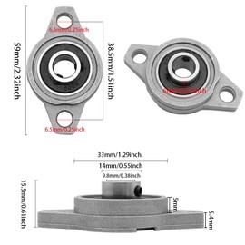 GOIYZTTR KFL000 Flange Bearings, Self-Aligning Pillow Block Bearings, Inner Diameter 10 mm Diameter, Rhombic Flange Bearings, Widely Used in Various Machines, Pack of 6