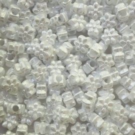 BeadExplosion Flower Beads White Bridal Pearl Large Hole Pony Beads Made in USA, B07858