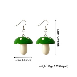 XYAYOU 6 Pairs Mushroom Drop Earring Set Resin Creative Funny Dangle Earrings for Women girls, Zinc, No Gemstone