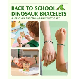 UNGENT THEM First Day of Kindergarten Bracelet Mommy and Me Back to School Gifts for Kids Mom Mother Son Dinosaur Bracelets