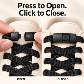 Elastic No-Tie Flat Shoelaces with Press-Lock Closure – Easy-On Sneaker Laces for Kids and Adults
