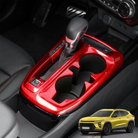 Center Console Gear Shift Panel Frame Cover Trim,Car Gear Shift Knob Console,Panel Trims,Cup Holder Frame Cover,Compatible with Chevy Trax 2024-2025 Accessories (Red)