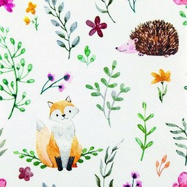 20 Napkins Fox and Hedgehog Animals Forest Autumn 33 x 33 cm