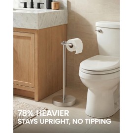 Brushed Nickel Toilet Paper Holder Stand, 4.82 lb Weighted Base, Heavy Duty