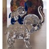 Crystal Elephant Figurines Mother Son Glass Elephants with Trunk Up
