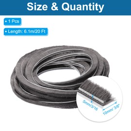 PATIKIL Brush Weather Stripping, 2 Pcs 3/16" x 3/8" x 20 Ft Card-Slot Seal Strip Door Brush Stripping Non-Adhesive for Sliding Sash Door Window Wardrobe Seal