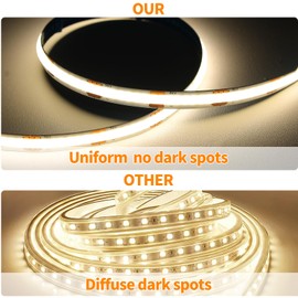 COB LED Strip Light 5V USB 8 mm, 1 m Flexible Tape 4000K Neutral White 800 LM, USB-Powered Display Cabinet & TV Backlight DIY Home Decor