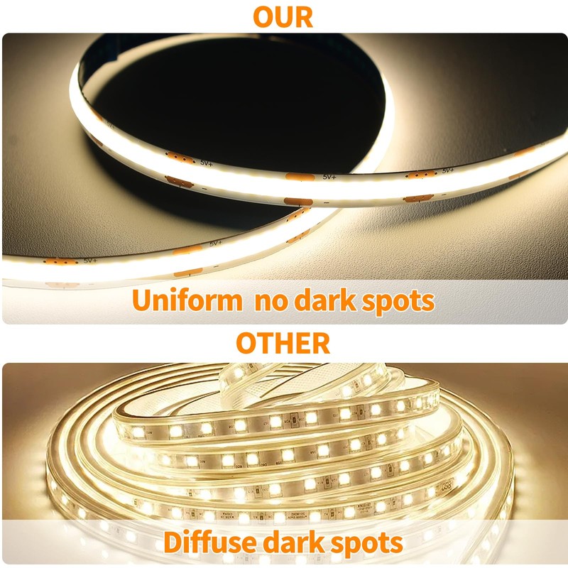 COB LED Strip Light 5V USB 8 mm, 1 m