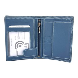 BUFFALO HILL L&B Collection 2338 Wallet, Portrait Format, with RFID Protection, Real Leather Wallet, Large with Coin Compartment, 8 Card Slots, Wallet for Men, Wallet, blue, Modern