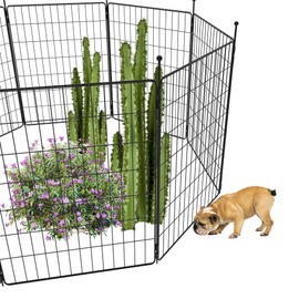 FXW Garden Fence Panels for Yard, Temporary Animal Barrier, No Dig Metal Fence Border, Portable for Outdoor, 32 inch 15 ft