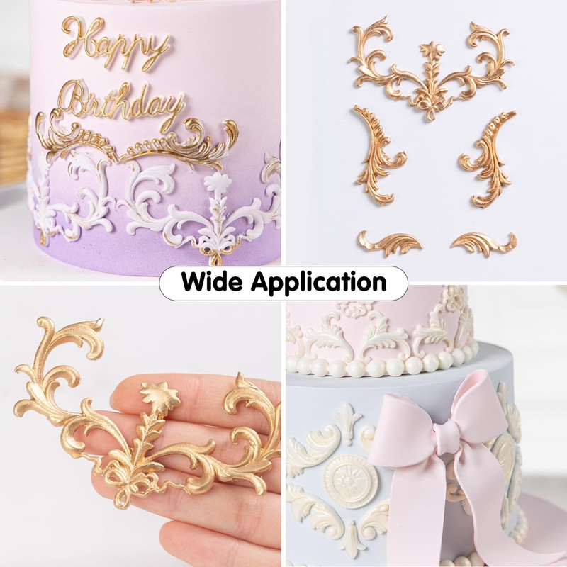 KALAIEN Baroque Silicone Molds Scroll Fondant Molds,1 Pcs Clay Mold
