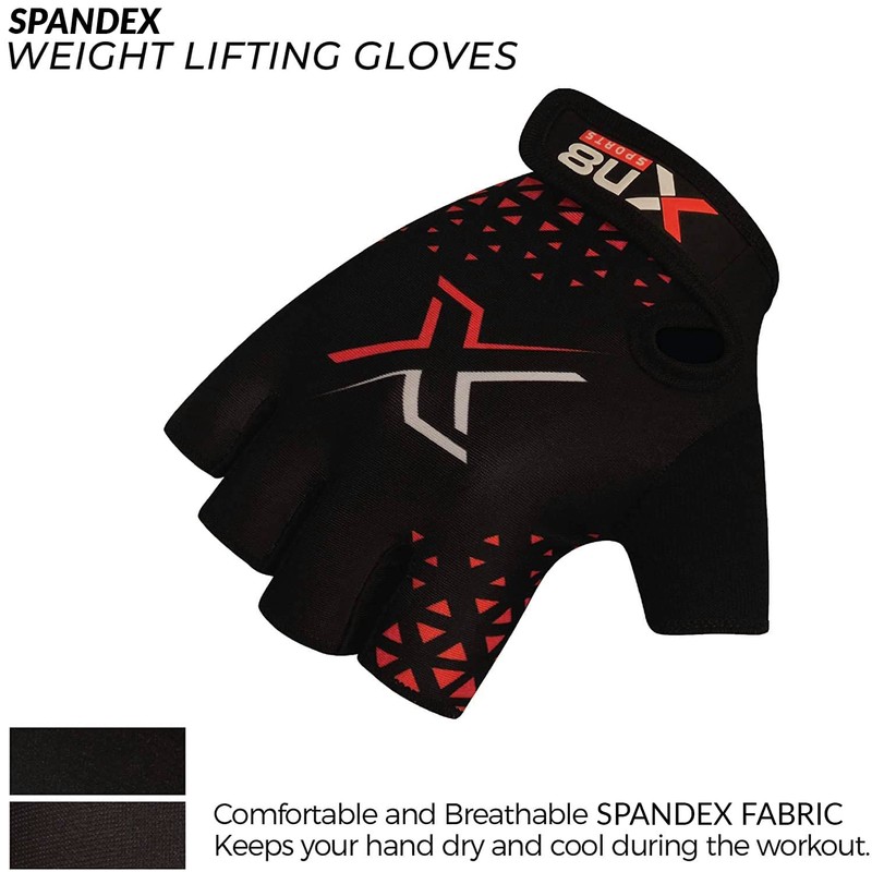 XN8 Weight Lifting Gloves for Gym Training Workout Breathable HALF