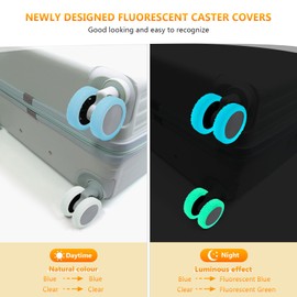 XYOFUN 16Pcs Suitcases Wheel Covers,Silicone Luggage Compartment Wheel Protection Cover for Most 8 Spinner Wheels,Noise Reducing & Anti-Scratch Luggage Wheel Protectors(Black)