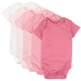 Honestbaby Organic Cotton Short Sleeve Bodysuits Multi Pack, 5 Pack Pink Ombre, 24 Months