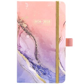 2026-2028 Pocket Planner/Calendar, 3 Year Monthly Planner 2026-2028, Jan.2026 - Dec.2028(36 Months), 4" x 6.2", Small Monthly Purse Calendar with Pen Holder, Elastic Closure, Inner Pocket