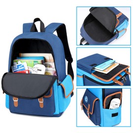 weiatas Kids Backpack Children Bookbag Preschool Kindergarten Elementary School Bag for Girls Boys (Blue-blue, Large)