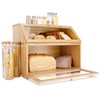 HOMEKOKO Double Layer Large Bread Box for Kitchen Counter, Wooden