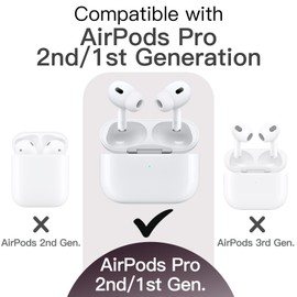 JETech Funda Carcasa Actualizada Silicona para AirPods Pro (2.ª/1.ª Gen 2023/2022/2019) con Llavero, Interior de PC Dura, Piel Protectora Antigolpes Caparazón, LED Frontal Visible (Morado Polvo)