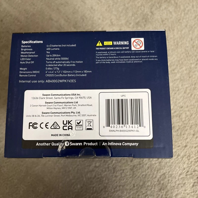 Swann Alpha Series Wireless Motion Sensor Spotlight w/ Remote Control