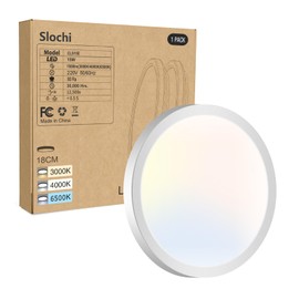 slochi Bathroom Ceiling Light, 3000K/4000K/6500K 3 Color Temperature, Waterproof IP44, Small, Round, Dome, Modern, 15W 1500LM Flush Ceiling Light for Bathroom, Kitchen, Bedroom, Hallway,Ø18CM