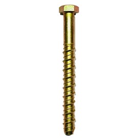 M12 (12mm) MultiScrew Masonry Concrete Self Tapping Anchor Screw Bolts with Hexagonal Head Hex Lightning Thunderbolt Ankerbolt Yellow Zinc Plated (4, M12 x 200mm)