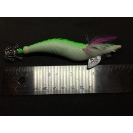 Unbranded 3.5 Squid Jig Blue Orange Green Pink Glow Eyes Squid Lure Jig  - Green