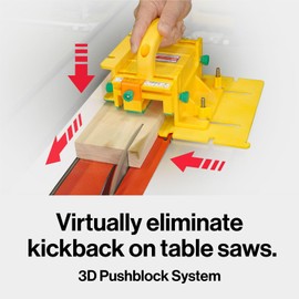 MICROJIG GRR-RIPPER Pro 3D Pushblock for Safety, Precision and Control, 3-Dimensional Force System, Ideal for Router Table Saw and More, Includes SafeRip Kit, GR-200Pro, Yellow