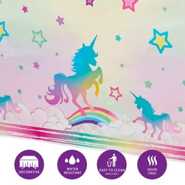 WERNNSAI Unicorn Tablecloths - Pack of 2 Unicorn Party Accessories 137 x 274 cm Print Plastic Tablecloth for Girls Birthday Baby Shower Unicorn Theme Party Decorations