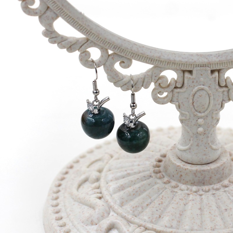JunyiDIY 3D Fruit Earrings | Zircon and Indian Agate Leaf