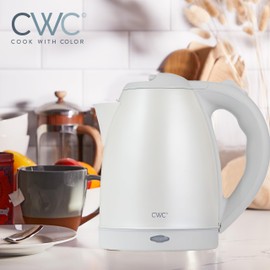 COOK WITH COLOR Electric Kettle - 1100W, 1.7L, Fast Boil, Auto Shut-Off, Swivel Base, Stainless Steel, Creme